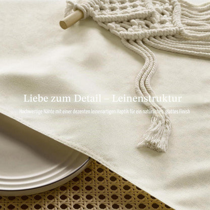 Abwaschbare Tischdecke 350x150 cm – Beige Leinenoptik