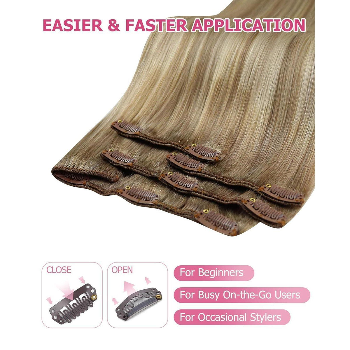 Echthaar Clip-in Extensions Ombre 50cm - Volumengeber