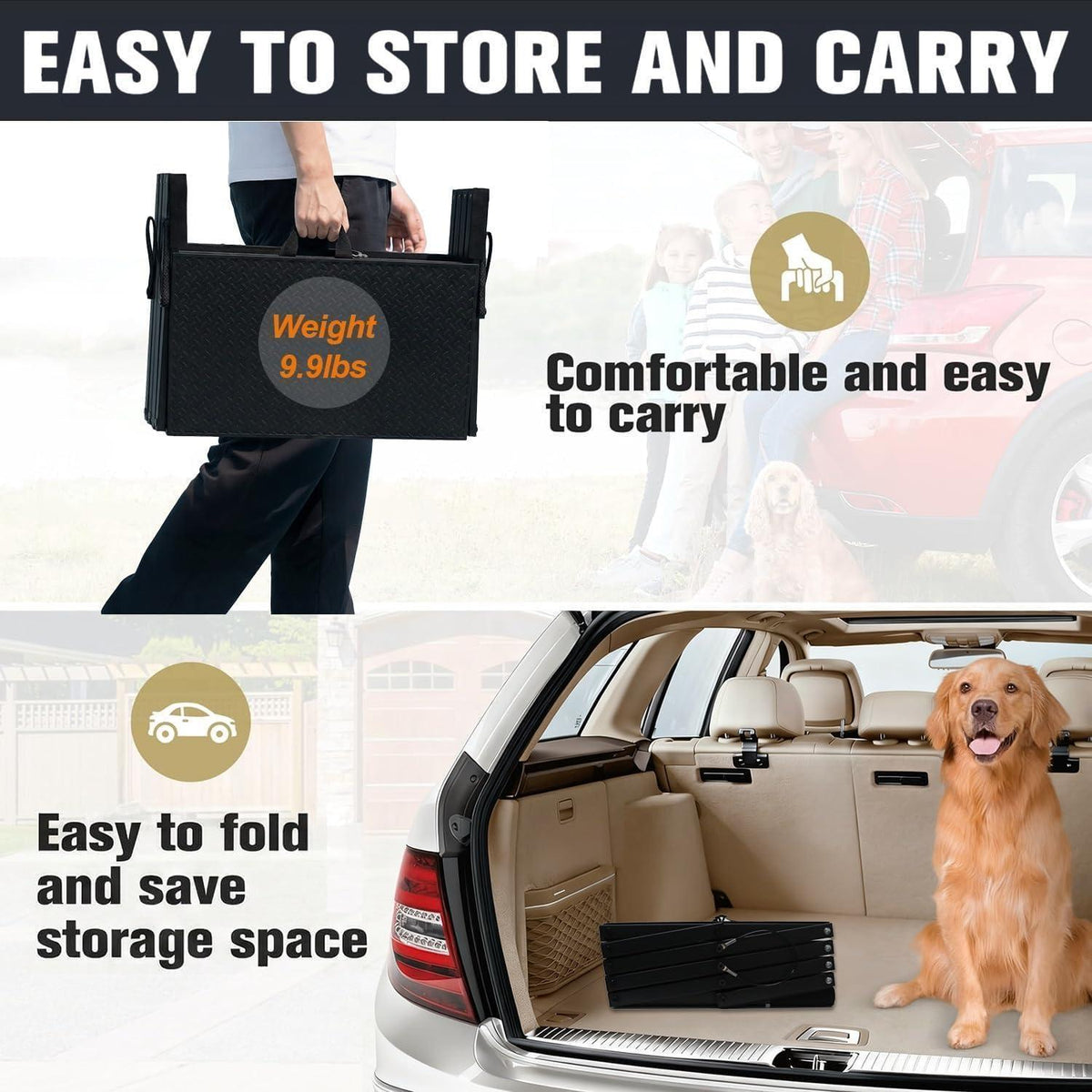 Hundetreppe Klappbar – Gelenkschonend & Stabil für Auto/SUV