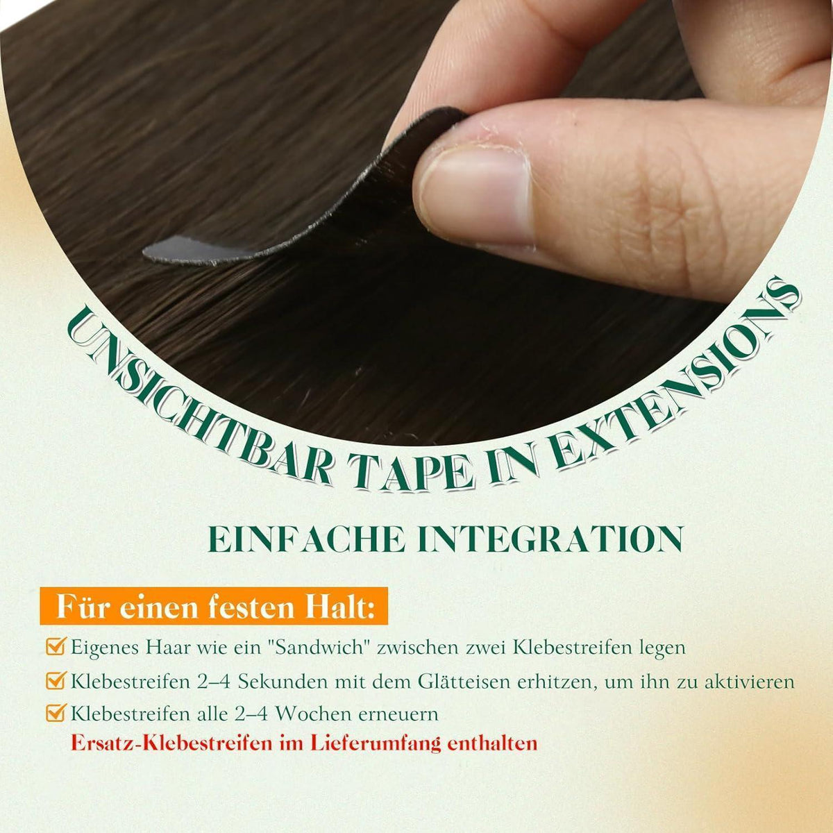 Echthaar Tape-in Extension Dunkelbraun #2 40cm