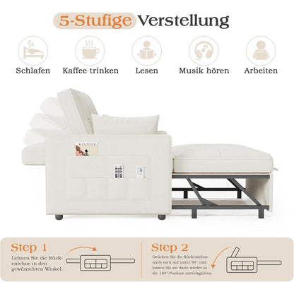 Schlafsofa 186x122cm – Verstellbare Schlafcouch mit Kissen & Tasche