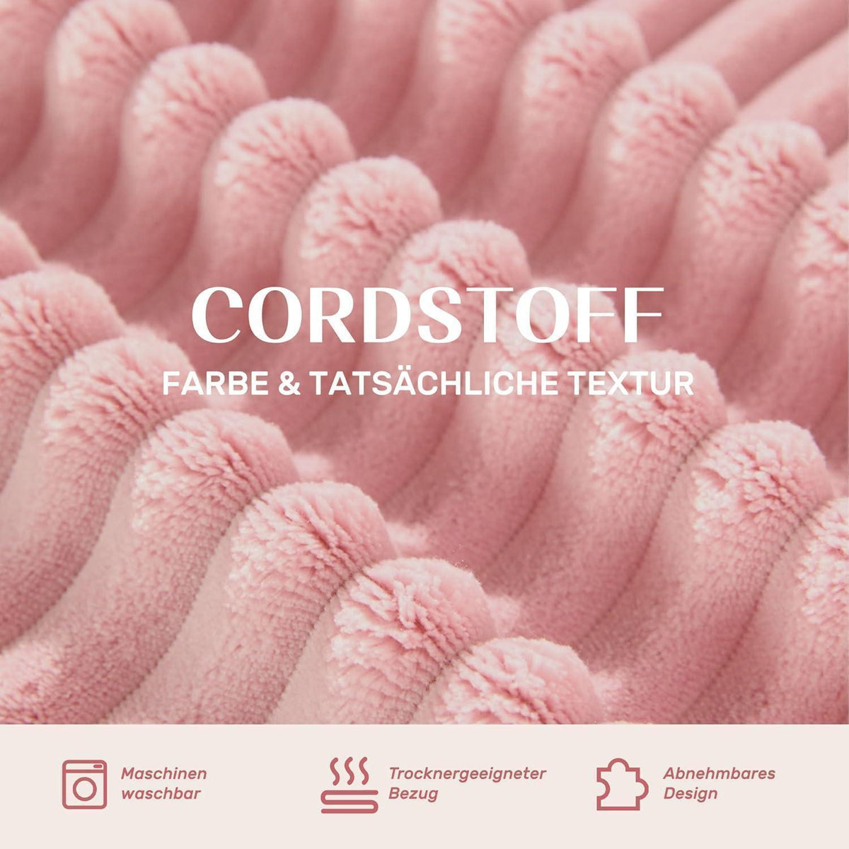 194 cm Modulsofa mit Recamiere & Schlafsofa – Rosa Rosa