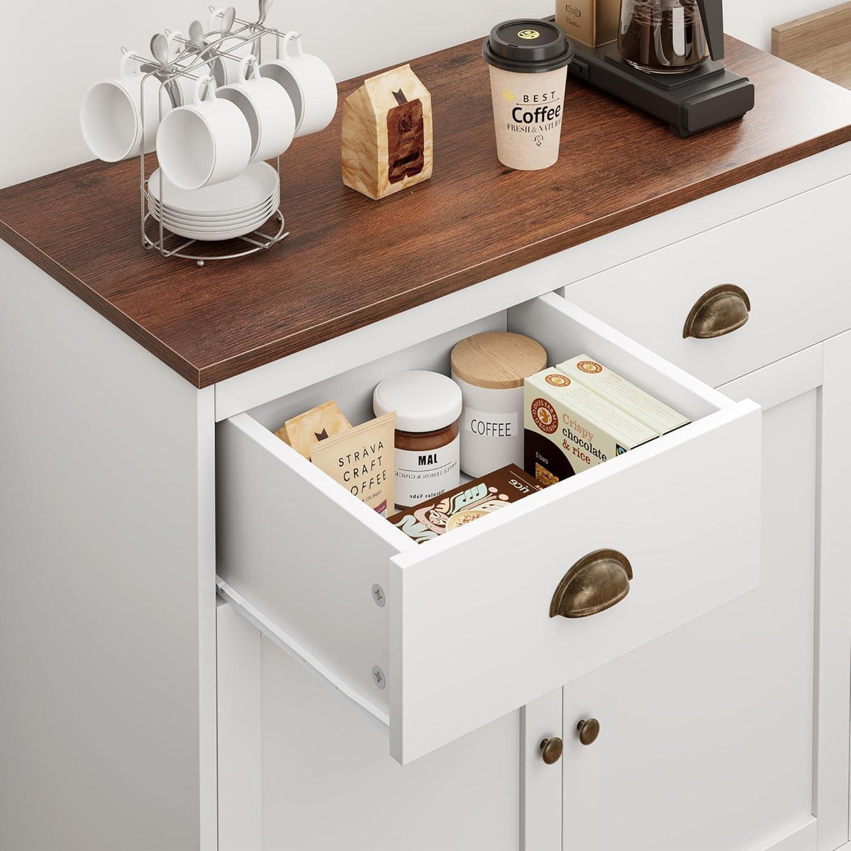 Sideboard Kommode mit 2 Türen & 2 Schubladen – 80x40x90cm