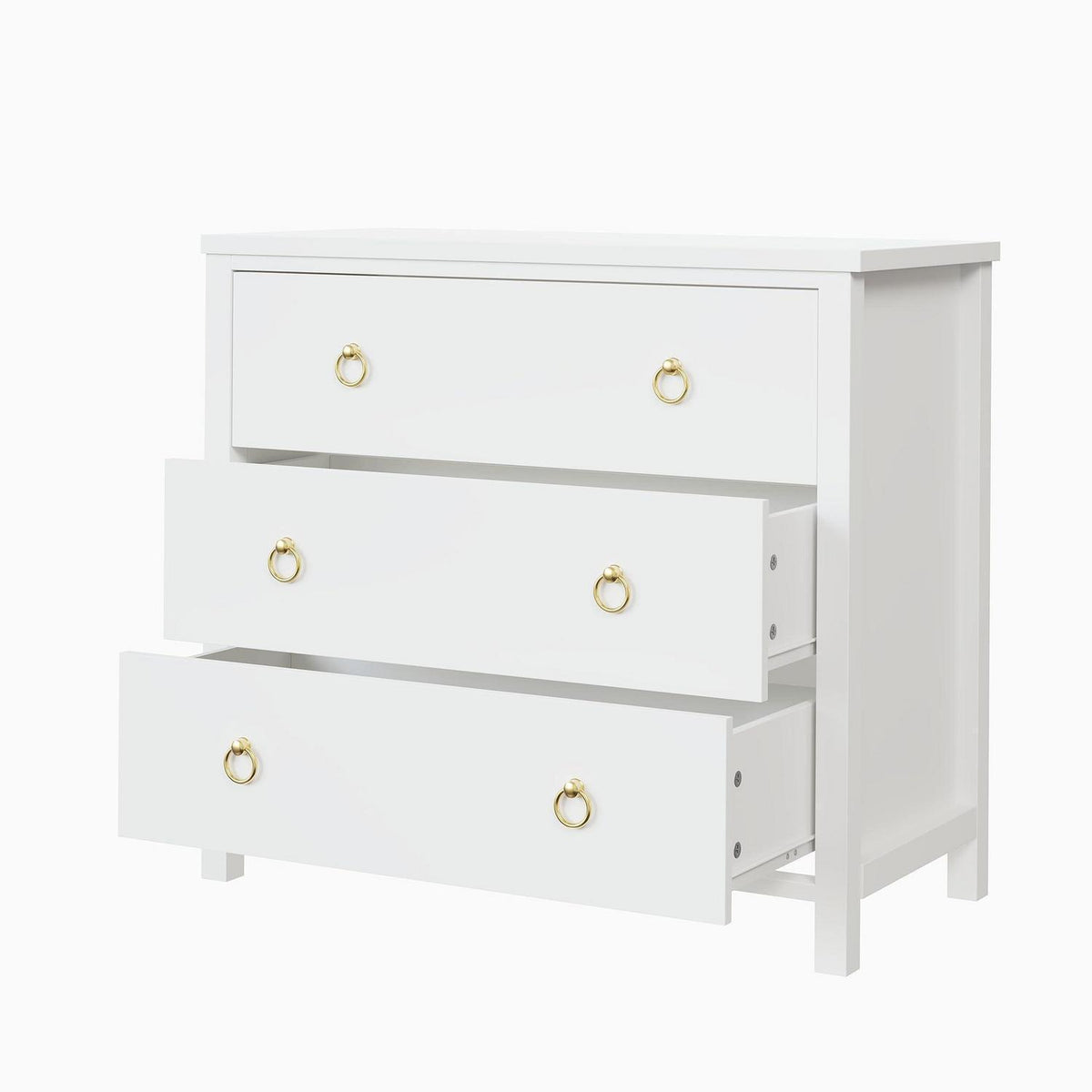 Weiße Kommode mit 3 Schubladen – Schlafzimmer Sideboard
