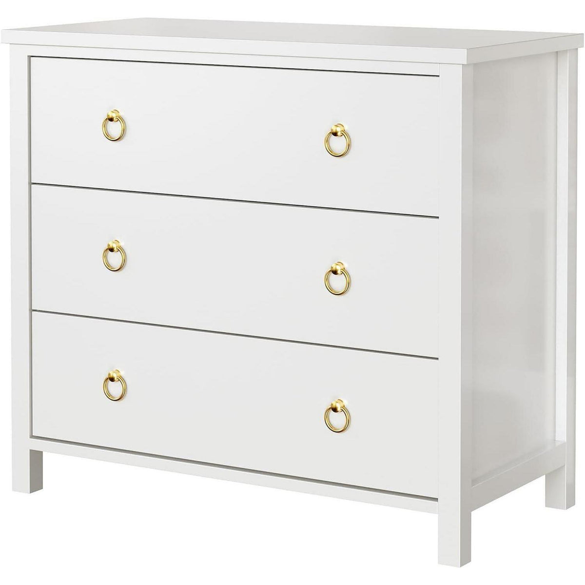 Weiße Kommode mit 3 Schubladen – Schlafzimmer Sideboard