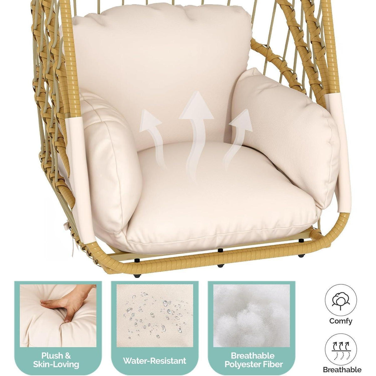 Rattan Hängesessel mit Kissen – Klappbar für Terrasse & Garten