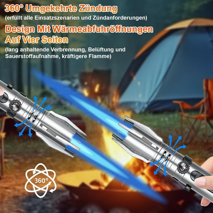 Sturmfeuerzeug Jetflamme mit Kompass & Aufhängering, Nachfüllbar
