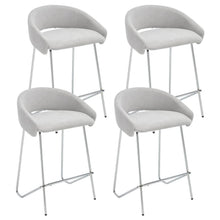 Barhocker Set 4er Grau – Chenille, Metallgestell, Modern