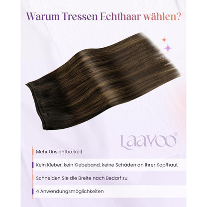 Echthaar Tressen Braun Balayage Ombre 35cm Remy Haar