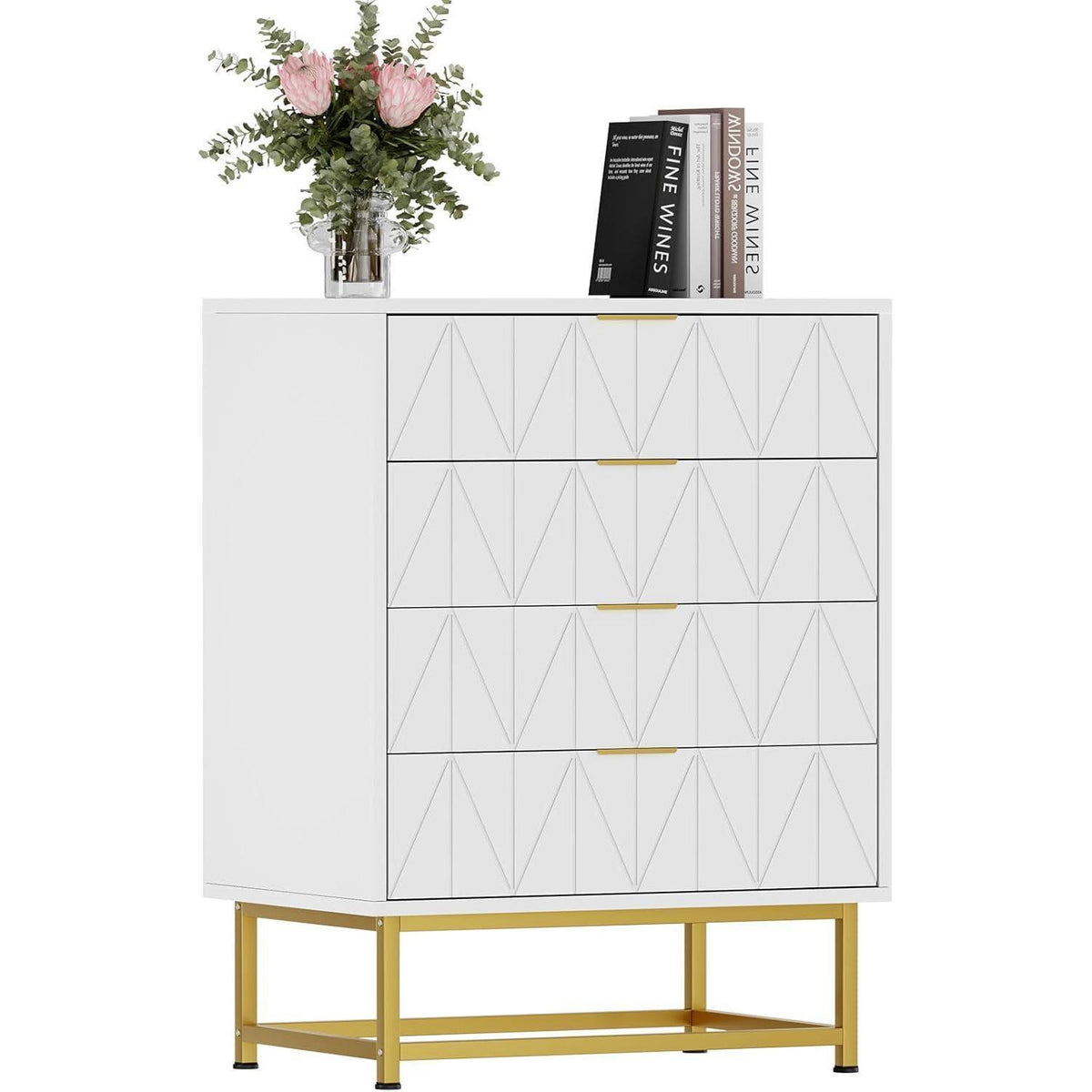 Weißes Sideboard mit 4 Schubladen, 60x40x80cm