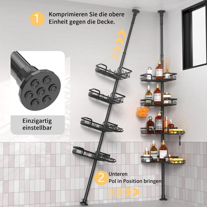 Teleskop Duschregal Eckig, Höhenverstellbar, Mattschwarz