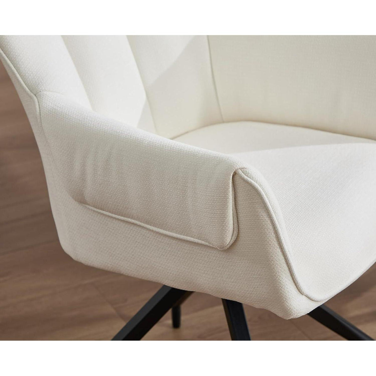 Drehbarer Esszimmerstuhl Set (2) – Beige, Chenille & Metallbeine
