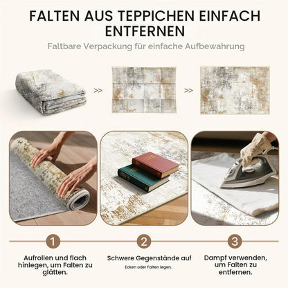Moderner Teppich Wohnzimmer 160x230 cm Gold & Blau Rechteckig