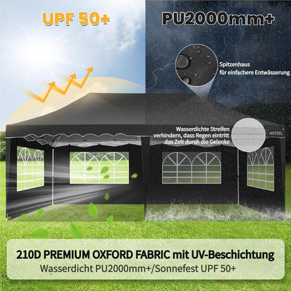 3x6m Pop Up Pavillon mit Seitenwänden – Wasserdicht & Stabil