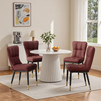 Esszimmerstühle Set 6er –, Burgunderrot, 200KG in Lederoptik