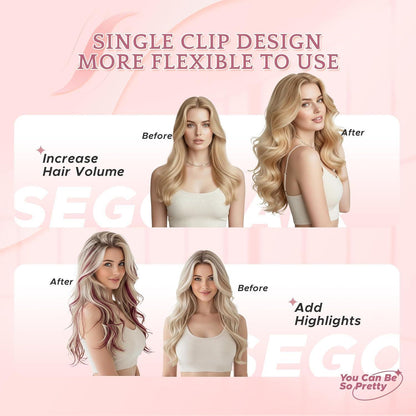 Echthaar Clip-in Extensions – Weissbraun/Hellblond #12p613, 35cm