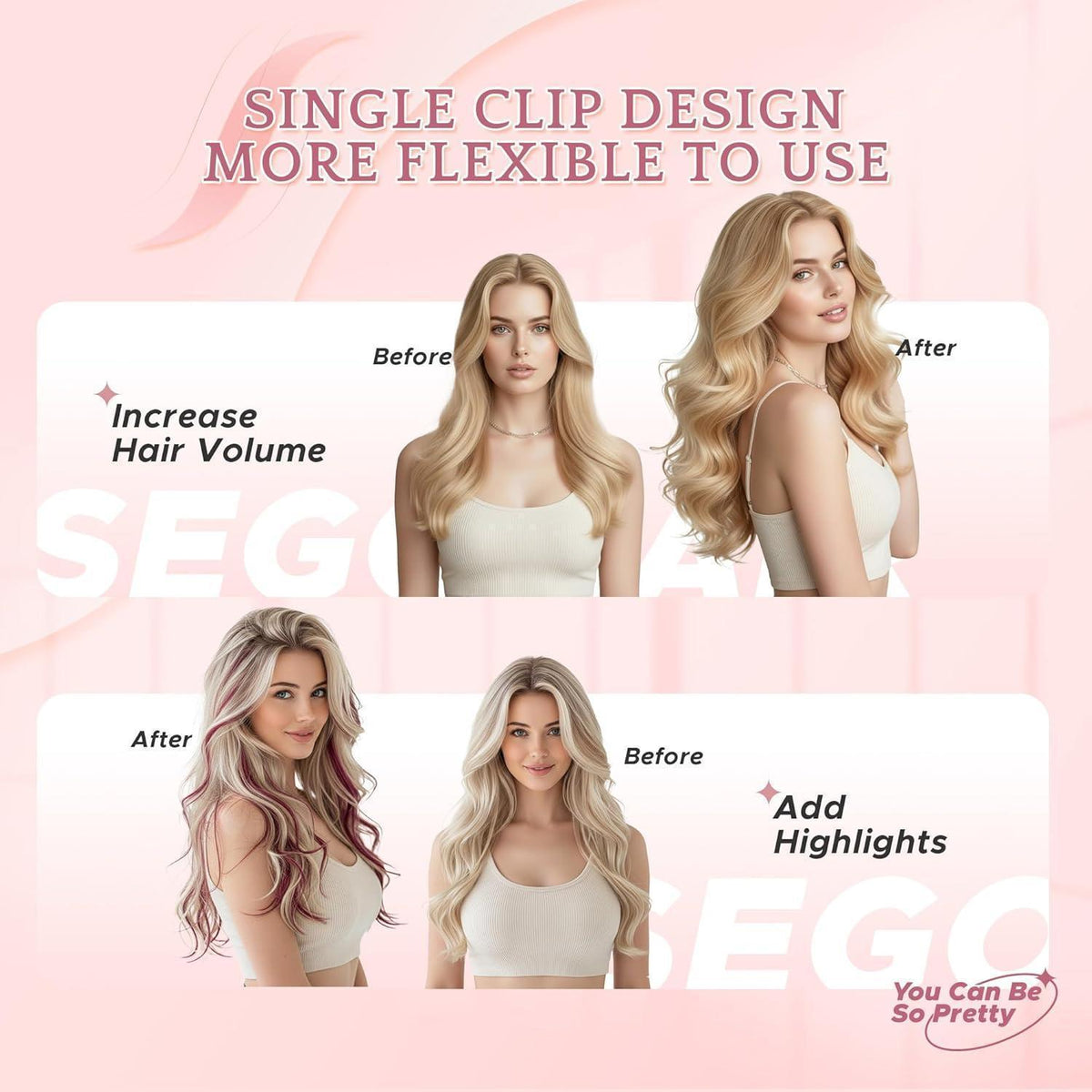 Clip in Haarverlängerung Echthaar Platinumblond #60R 25cm