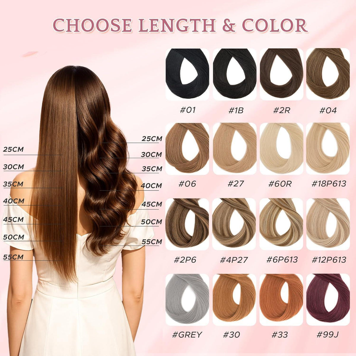 Clip in Haarverlängerung Echthaar Platinumblond #60R 25cm