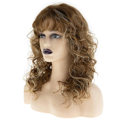 Lange blonde braune Wellenperücke Damen Schulterlang