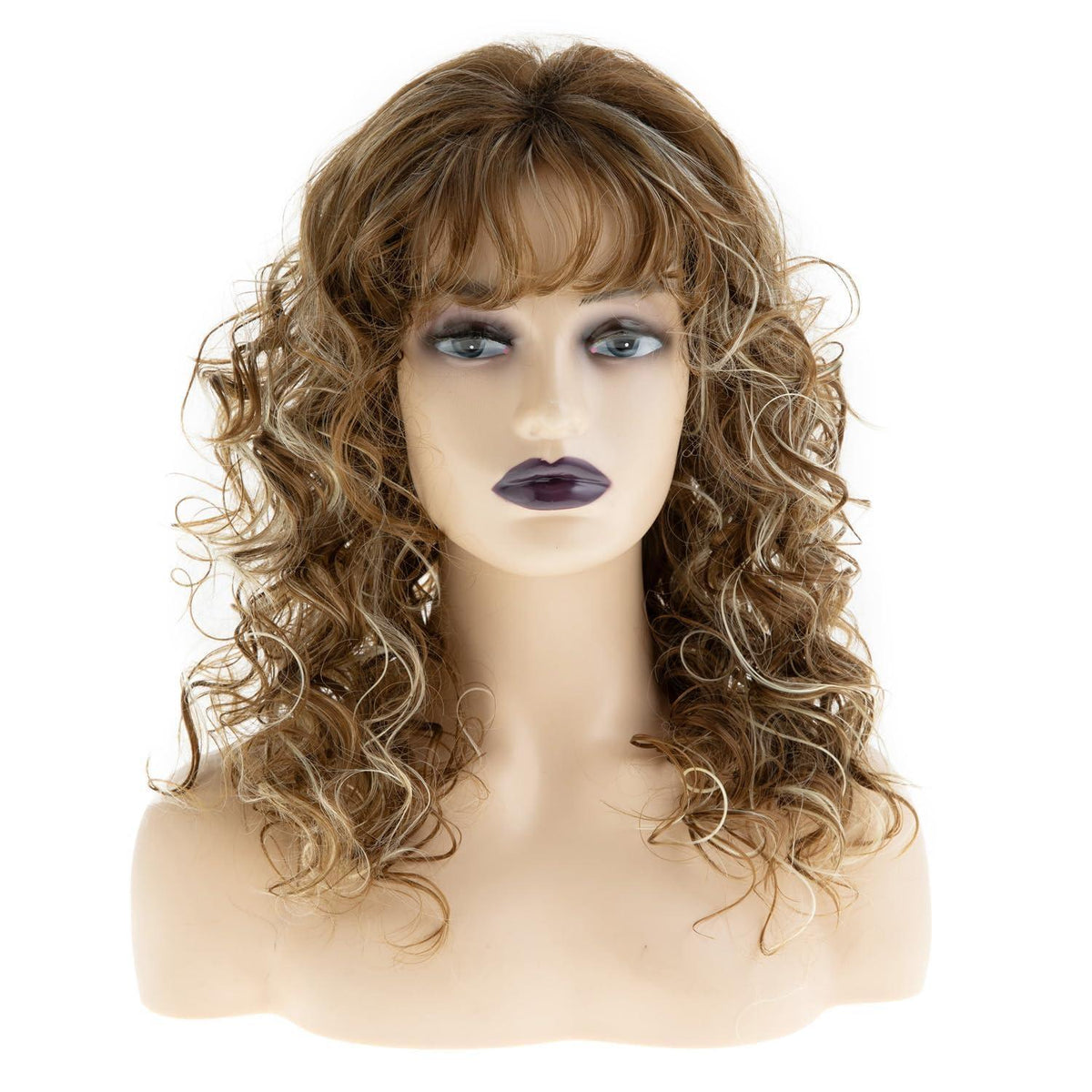 Lange blonde braune Wellenperücke Damen Schulterlang
