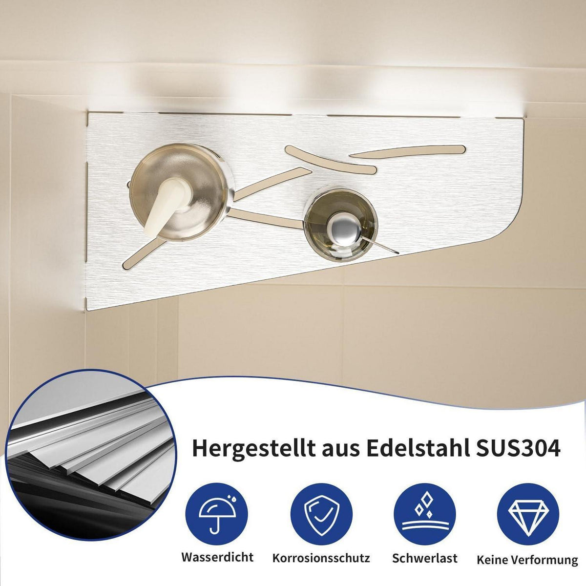 Eck Duschregal Edelstahl SUS304 - 2er Pack für Fliesen