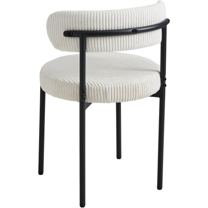 4er Set Esszimmerstühle Cordbezug Weiß – Modern & Komfortabel