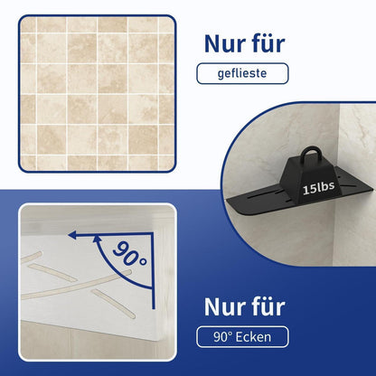 Eck Duschregal Edelstahl 2er-Pack Mattschwarz – Platzsparend & Robust