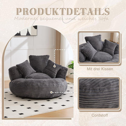 Boneless Lounger Sitzsack Sofa | Bequemes Lazy Sofa mit Kissen
