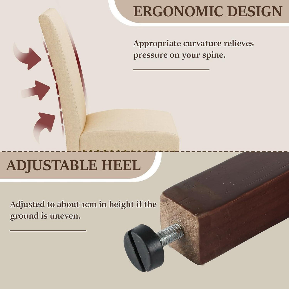 Clevich Esszimmerstühle 2er Set, Beige – Traditionell & Bequem