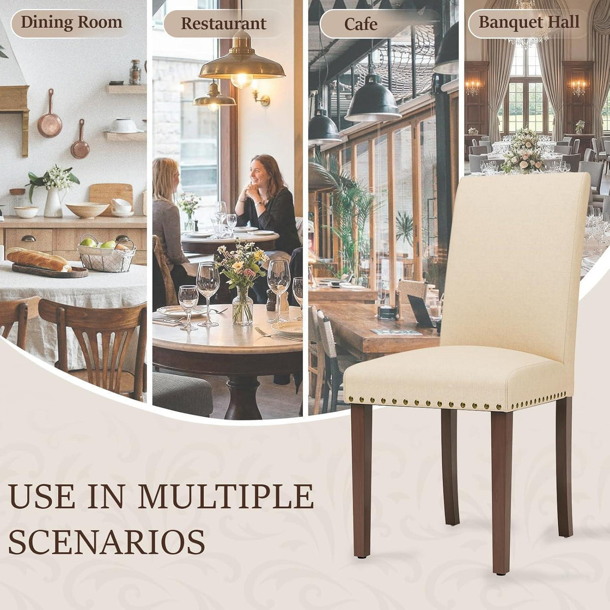 Esszimmerstühle 6er Set, Beige – Traditionell & Bequem