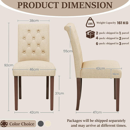 Gepolsterte Esszimmerstühle im Chesterfield Stil (4er Set, Beige)