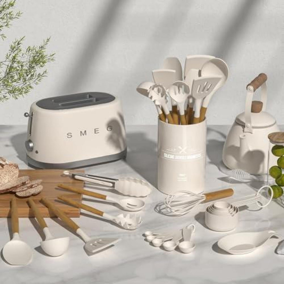 Silikon Küchenhelfer Set 24-teilig mit Utensilienhalter