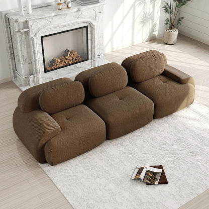 3-Sitzer Cord Sofa Braun – Modernes Wohnzimmer Sofa