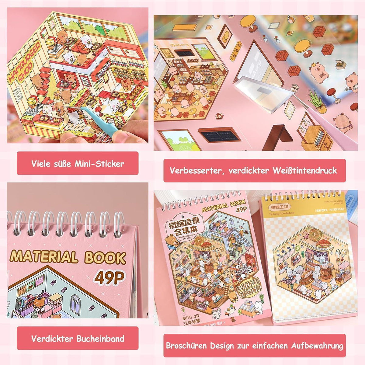 3D Haus Sticker Set – Miniatur Szenen für Kinder & Scrapbooking