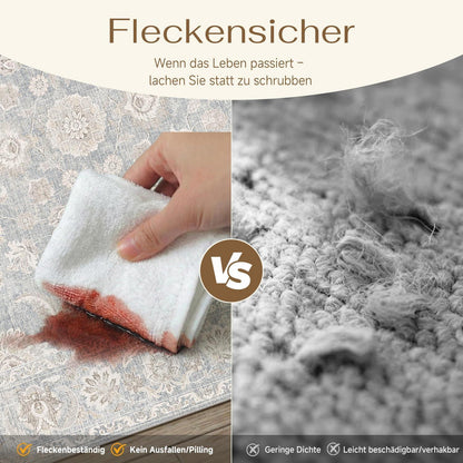 Blauer Wohnzimmerteppich 300x400cm – Waschbar & Rutschfest