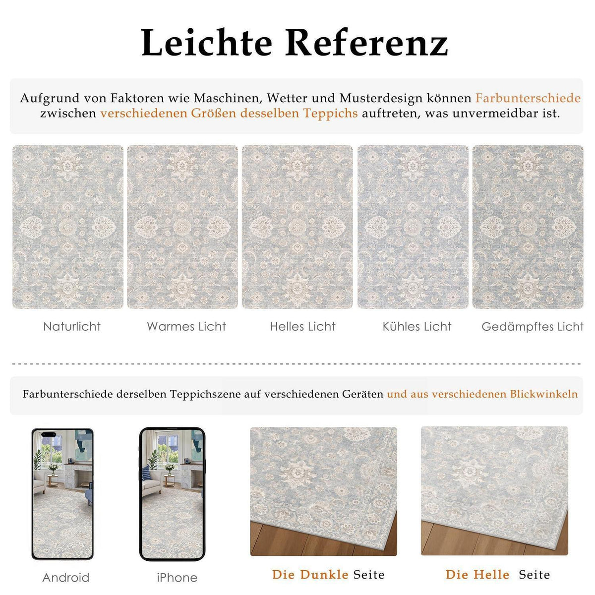 Blauer Wohnzimmerteppich 300x400cm – Waschbar & Rutschfest