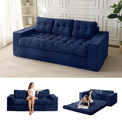 Klappsofa 190cm mit Schlaffunktion & Kissen – Dunkelblau