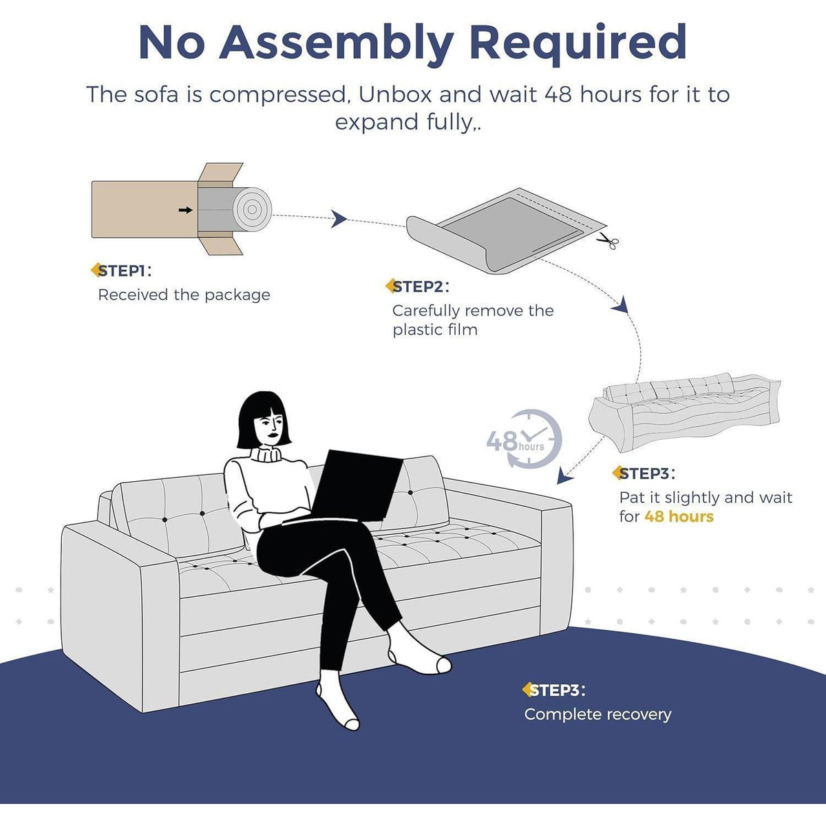 Klappsofa mit Schlaffunktion – Dunkelgrau, 190cm Breit