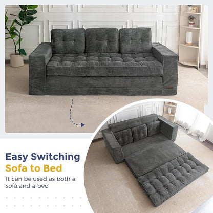 Klappsofa mit Schlaffunktion – Dunkelgrau, 190cm Breit