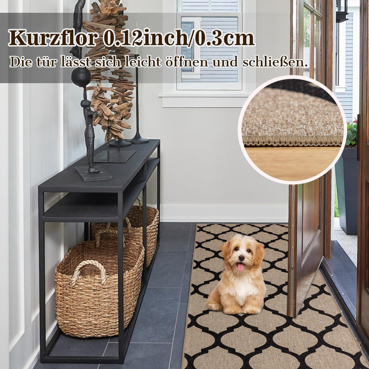 Webteppich Läufer 80x300cm Rutschfest & Waschbar – Krone-Braun