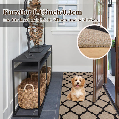 Webteppich Läufer 80x300cm Rutschfest & Waschbar – Krone-Braun