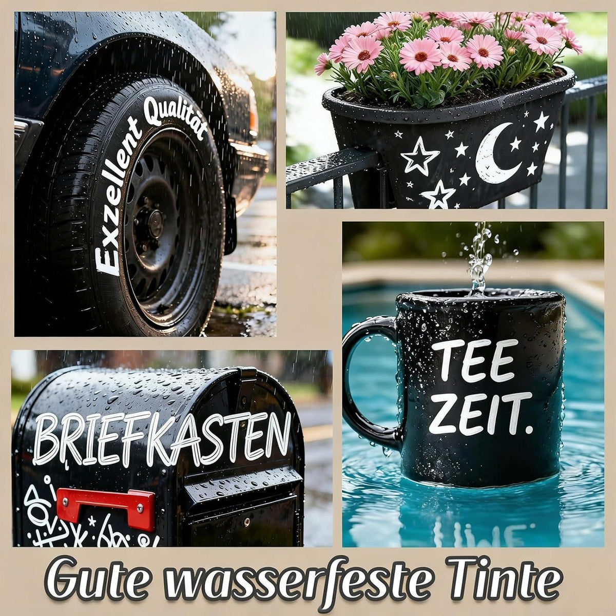 6x Reifenstift Weiß Wasserfest – 0,5-8mm für Reifen, Glas & Metall