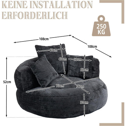 Lazy Sitzsack mit hohem Rücken – Bequemer Lounger für Wohnzimmer