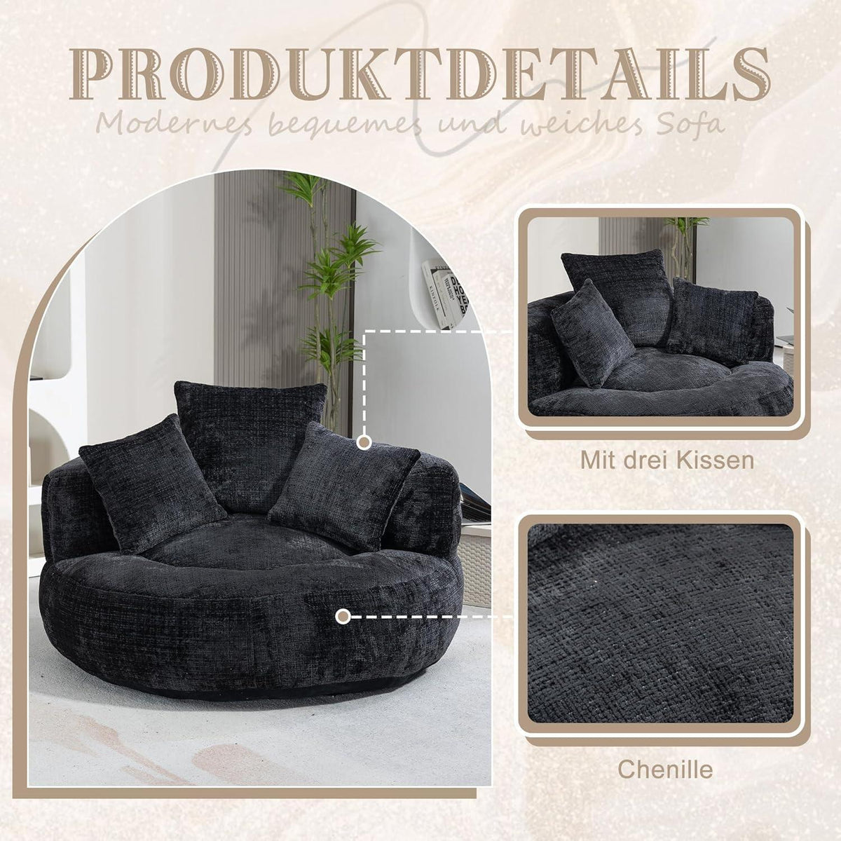 Lazy Sitzsack mit hohem Rücken – Bequemer Lounger für Wohnzimmer