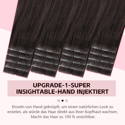 Remy Echthaar Tape Extensions #2 Dunkelbraun 40cm