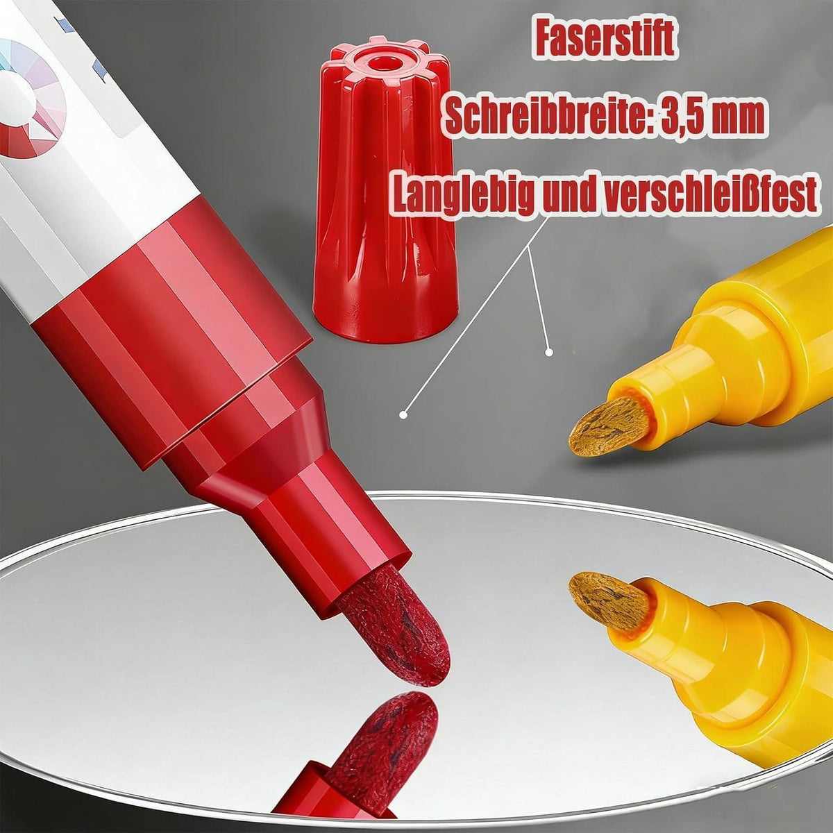 4x Reifenstift wasserfest - Rot, Weiß, Grün, Gelb