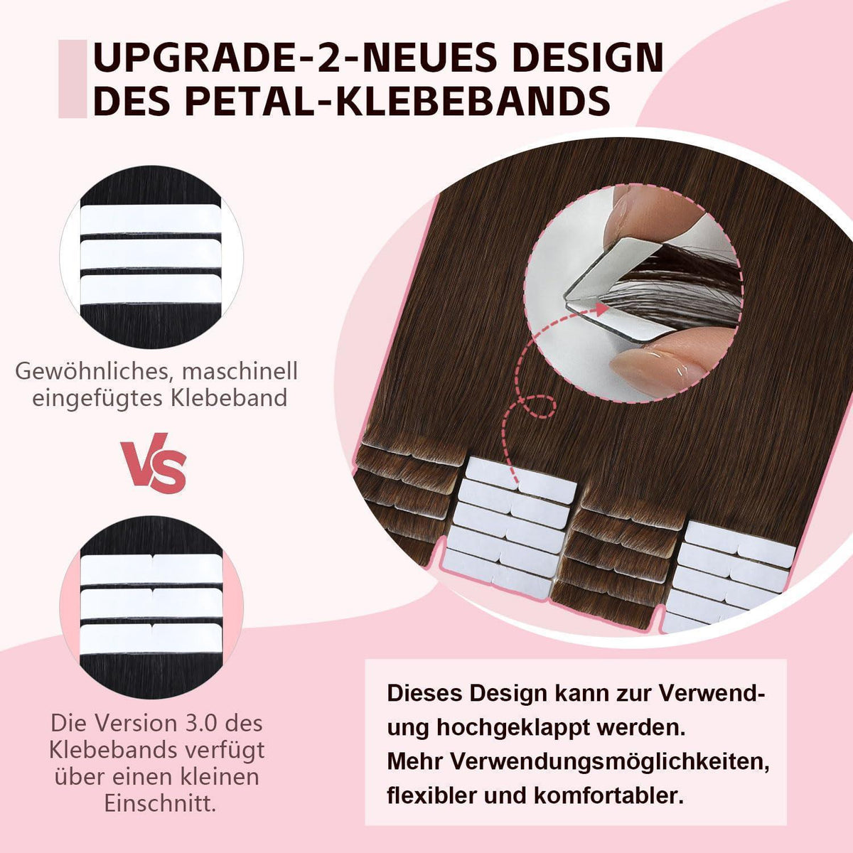 Remy Echthaar Tape Extensions #4 Mittel Braun 40cm