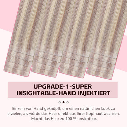 Echthaar Tape Extensions Aschblond #18p613, 55cm, 50g