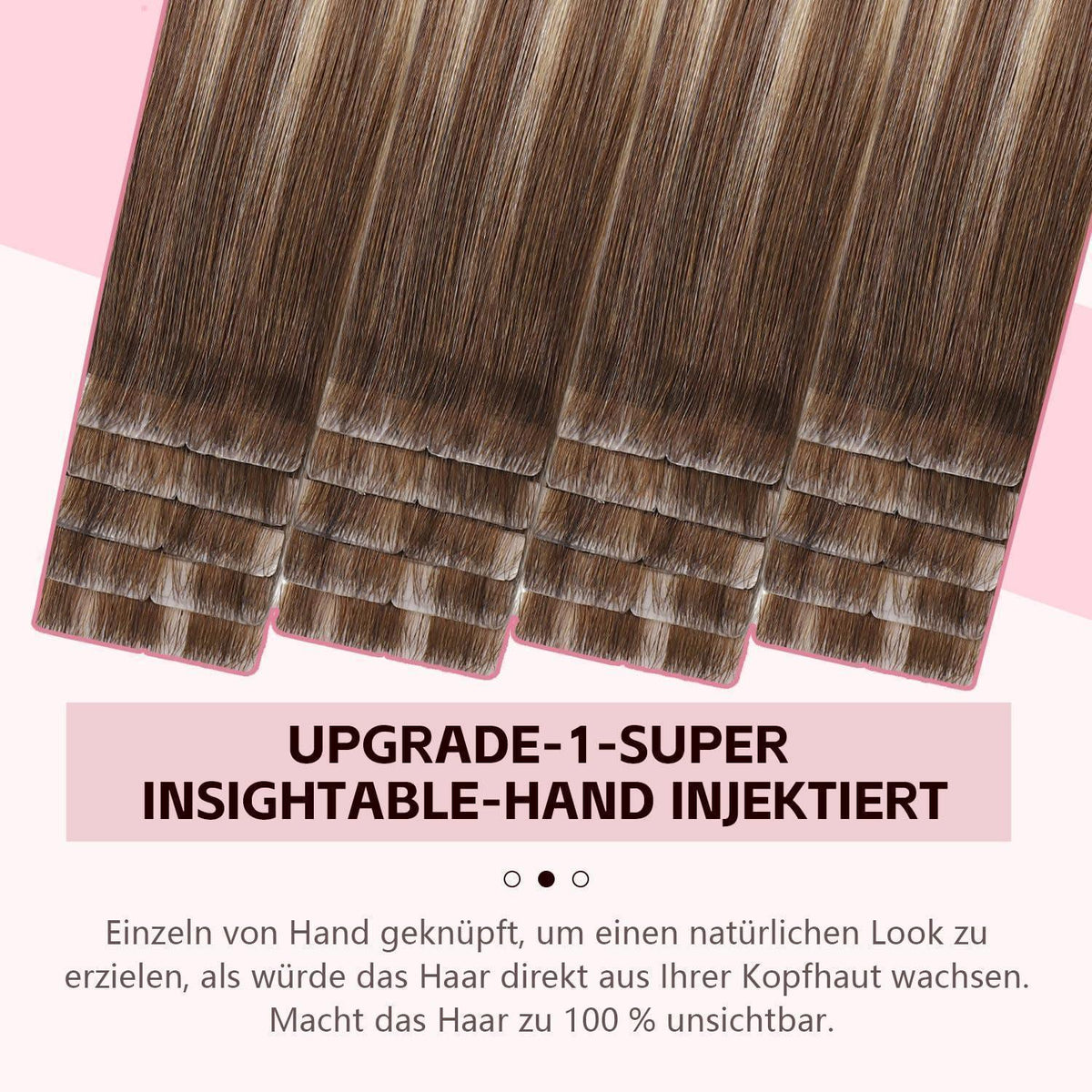 Remy Echthaar Tape Extensions #3/8/22 Walnuss Braun bis Blond 40cm