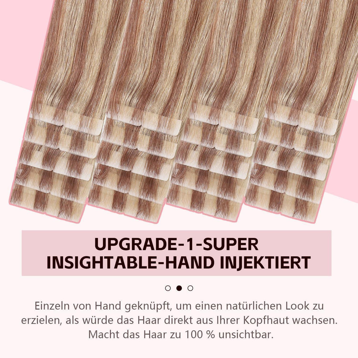 Remy Echthaar Tape Extensions #10/27/27 Hellbraun Goldblond 40cm